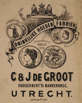 716468 Advertentie van C. & J. de Groot, Koninklijke Hoedenfabriek, Oudegracht bij de Bakkerbrug te Utrecht.